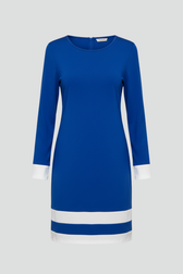 Round Neck Long Sleeve Contrast Trim Midi Dress