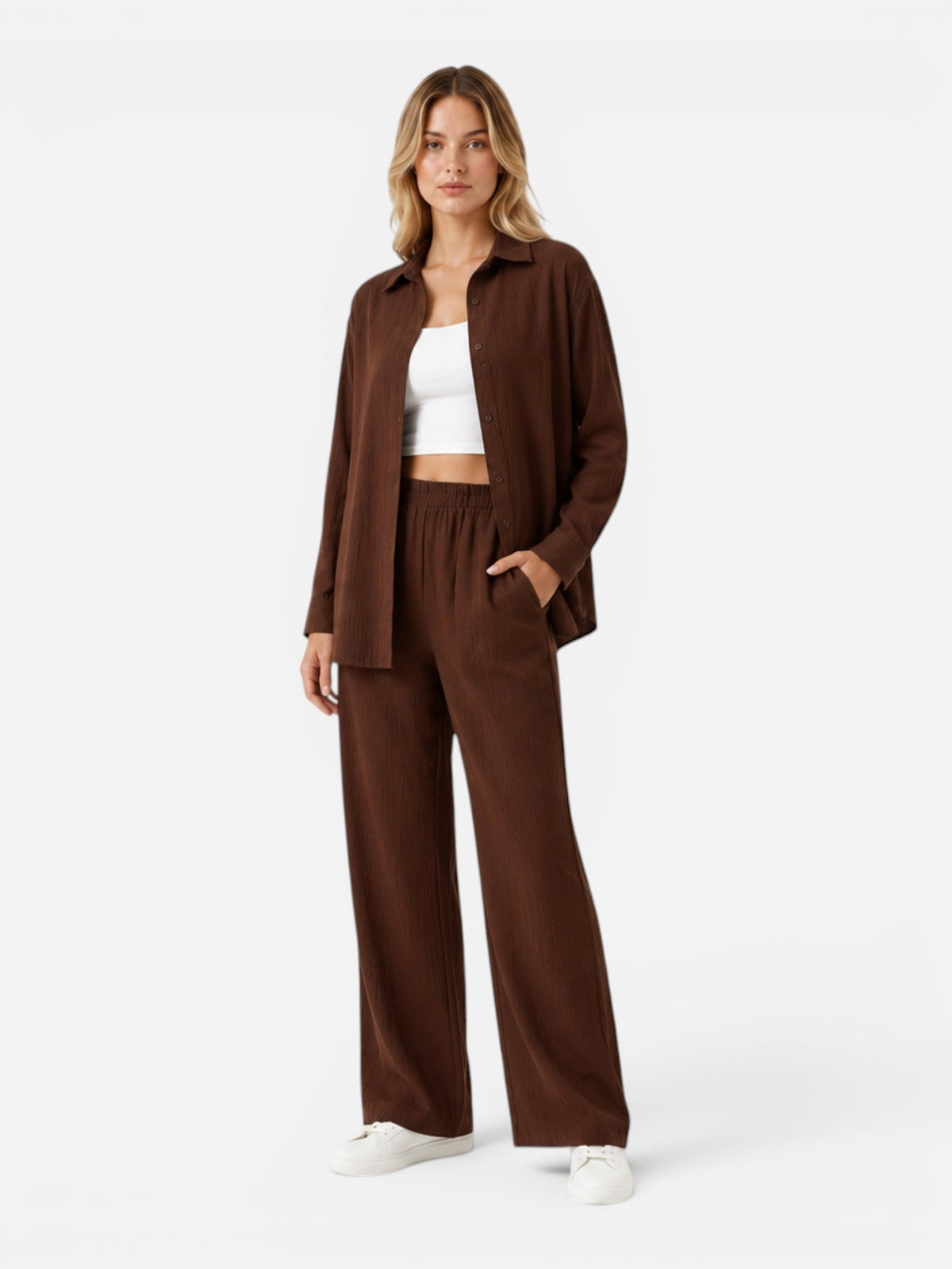 Women's Matching Two Piece Set – Wide Leg Lounge Outfit