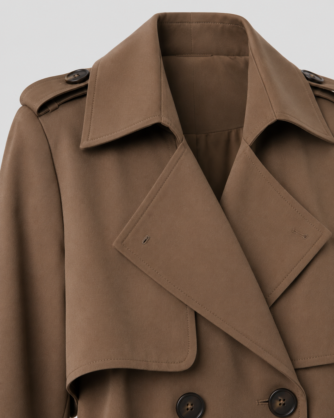 Women’s Long Belted Trench Coat – Double Breasted Style