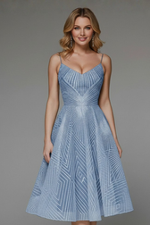 Spaghetti Strap V-Neck Fit and Flare Midi Dress 2