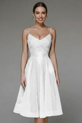 Spaghetti Strap V-Neck Fit and Flare Midi Dress 7