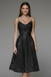 Spaghetti Strap V-Neck Fit and Flare Midi Dress 8