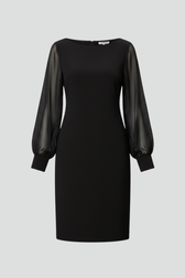 Boat Neck Sheer Long Sleeve Bodycon Midi Dress