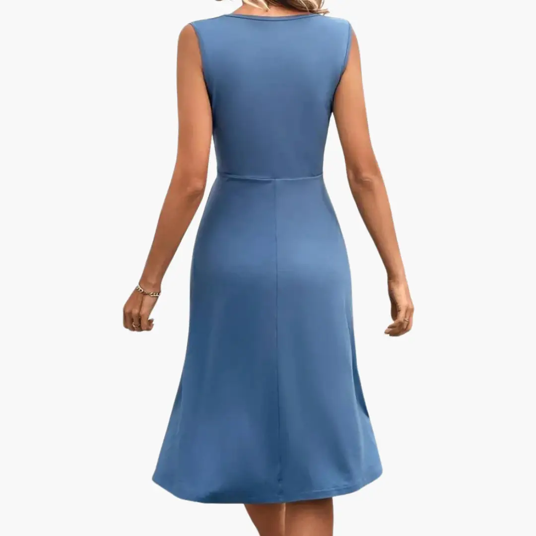 Floral V-Neck Sleeveless Twist Front A-Line Midi Dress 4
