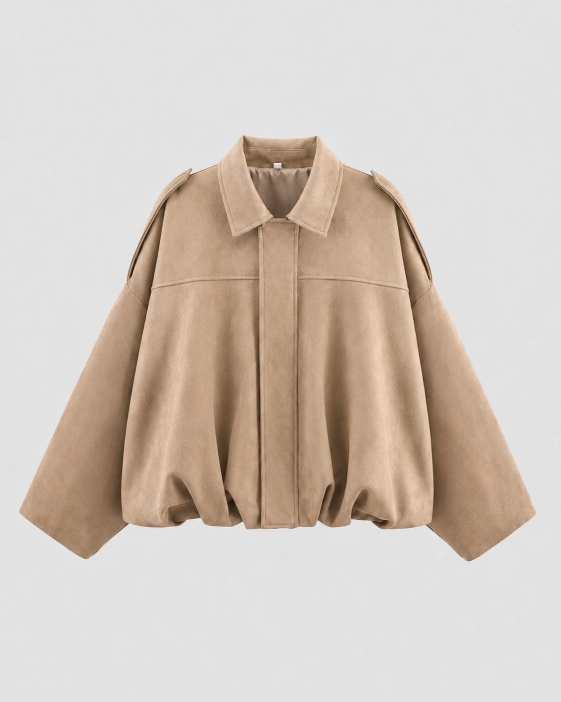 Collared Drop Shoulder Suede Look Cropped Jacket