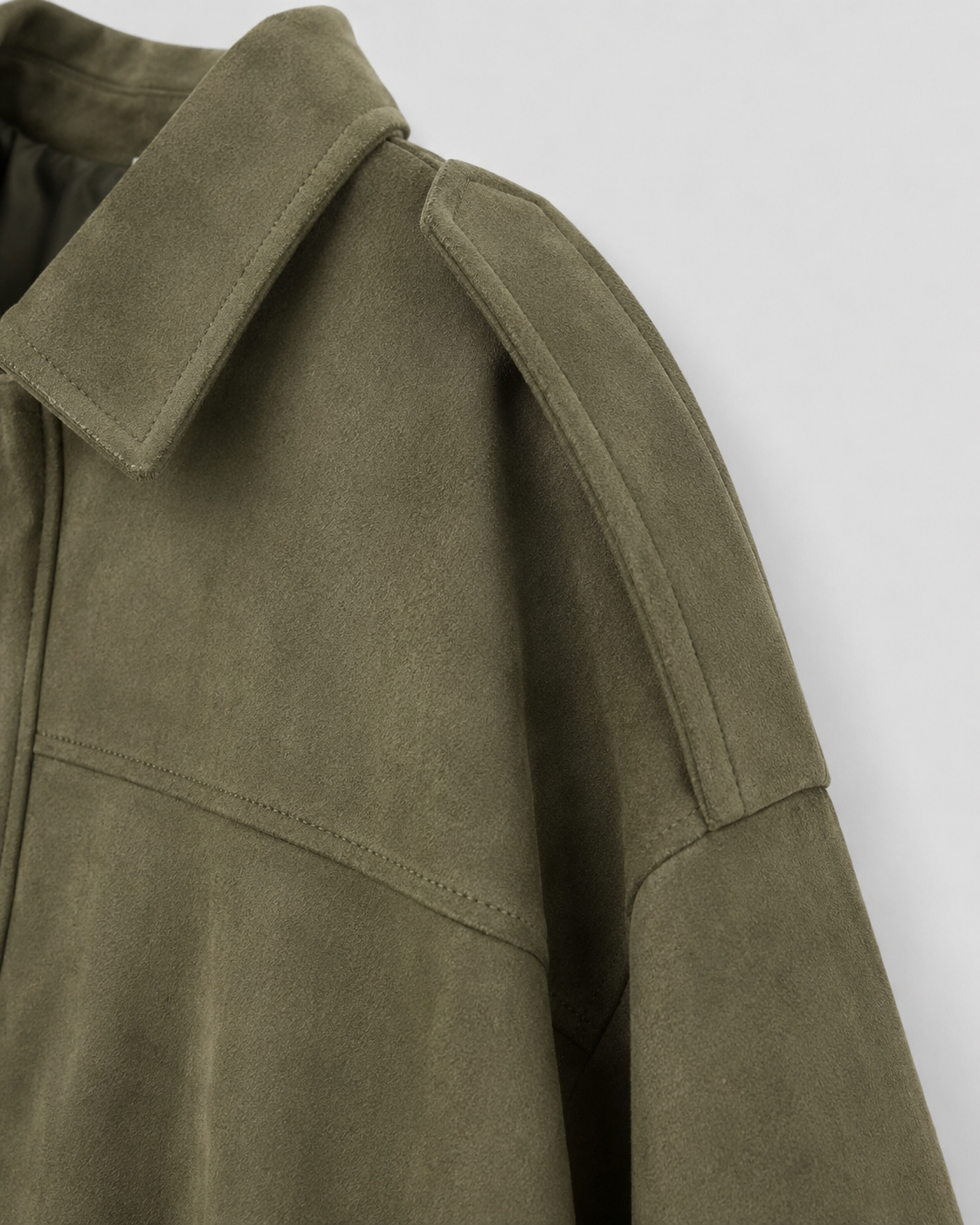 Collared Drop Shoulder Suede Look Cropped Jacket