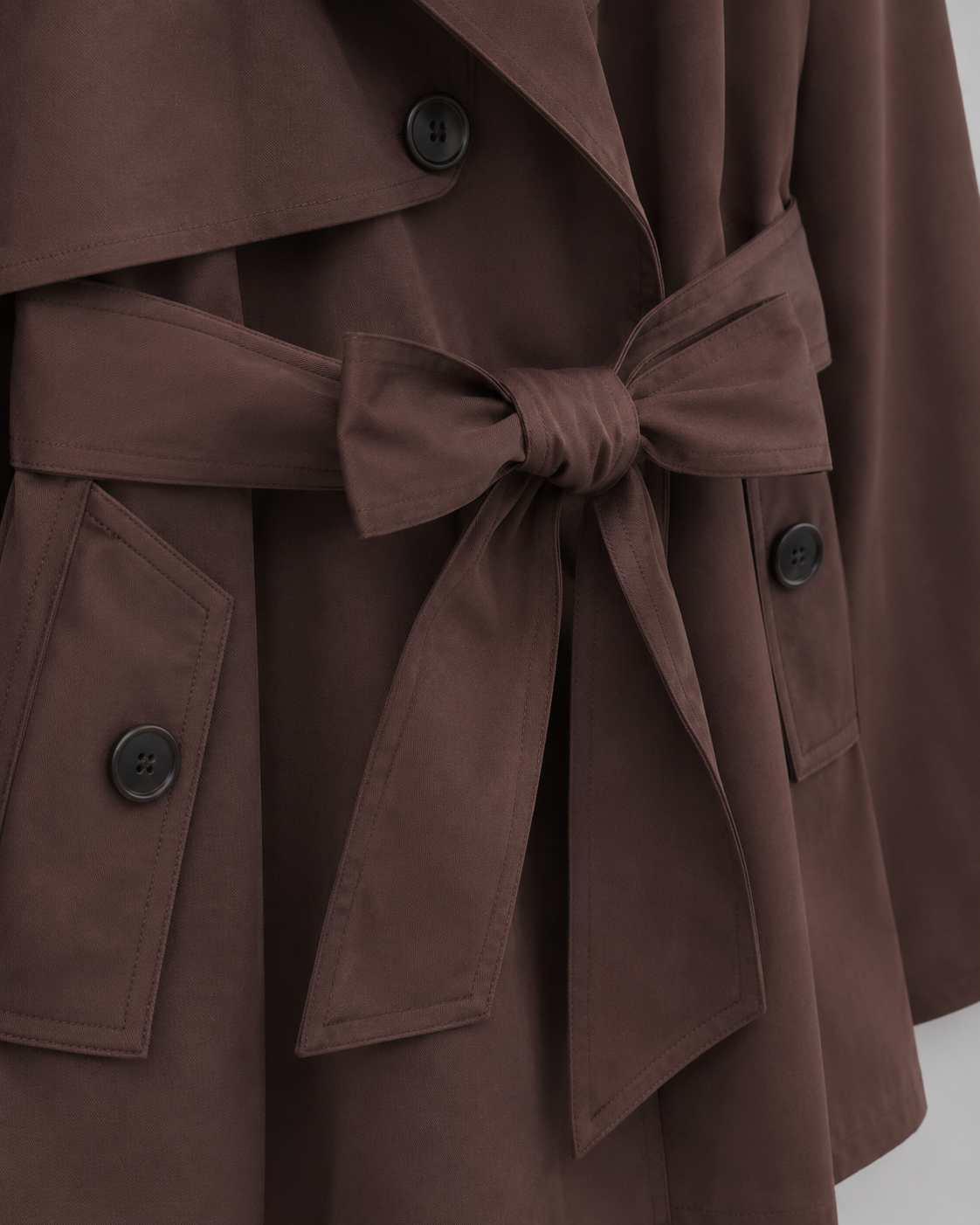 Women’s Cropped Double-Breasted Trench Coat with Tie Waist
