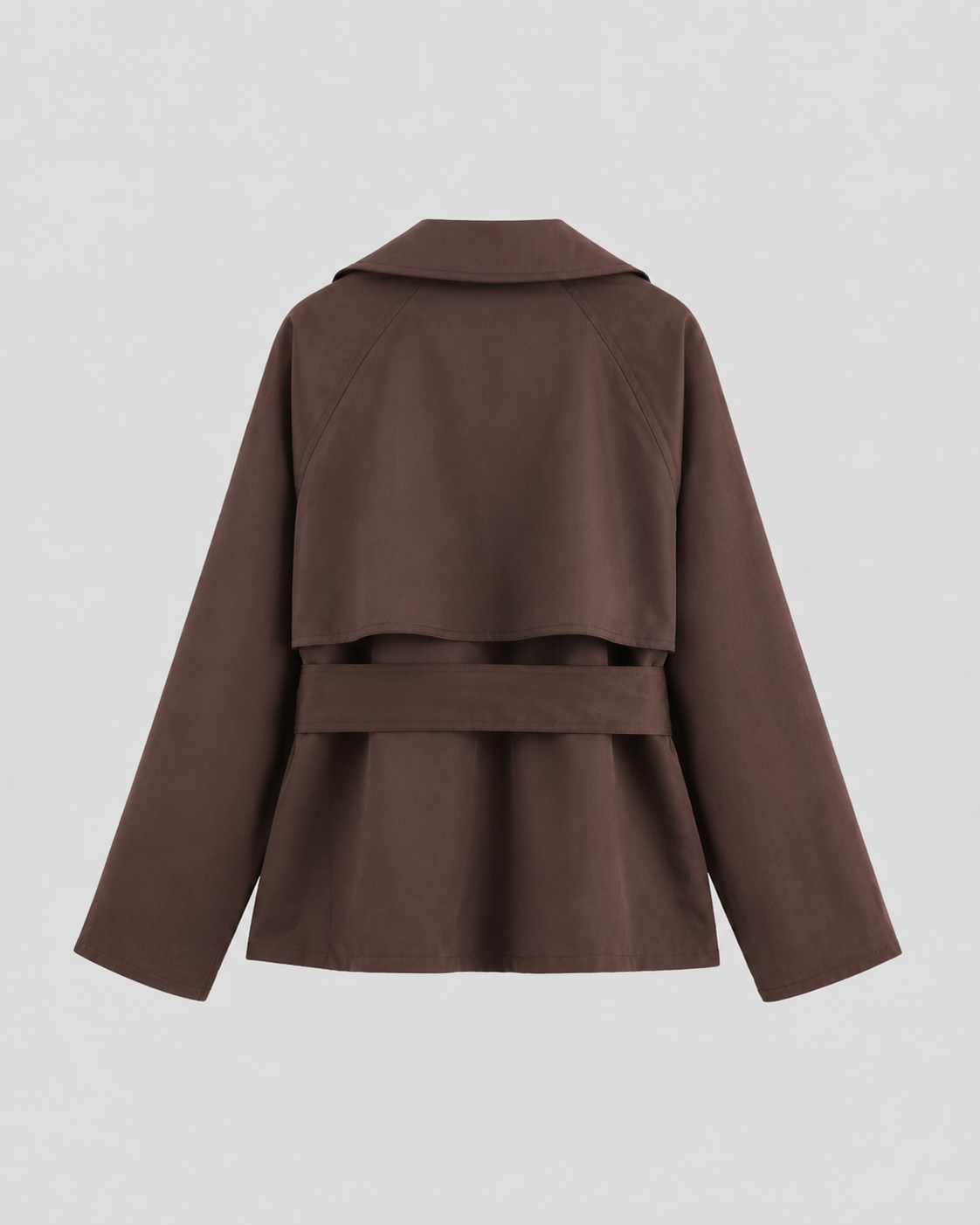 Women’s Cropped Double-Breasted Trench Coat with Tie Waist