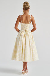 Gingham Square Neck Fit and Flare Midi Dress 6