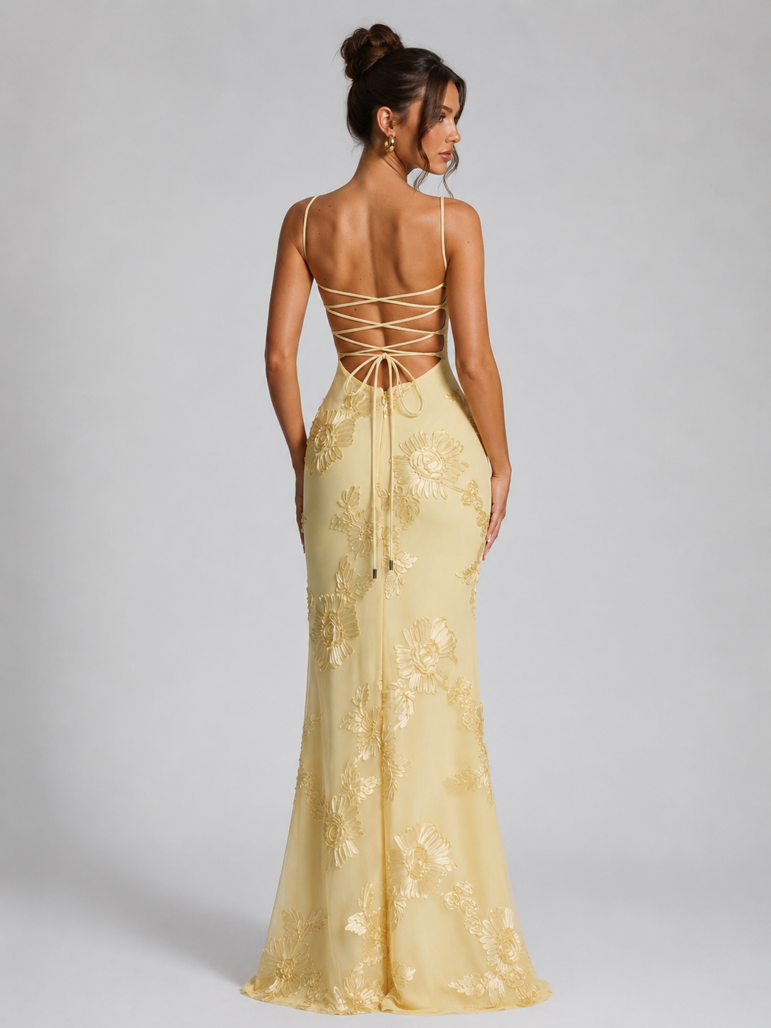Women's Floral Embroidered Corset Maxi Dress Formal Evening Gown