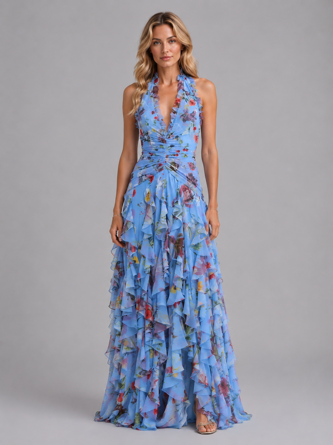 Women’s Floral Halter Maxi Dress
