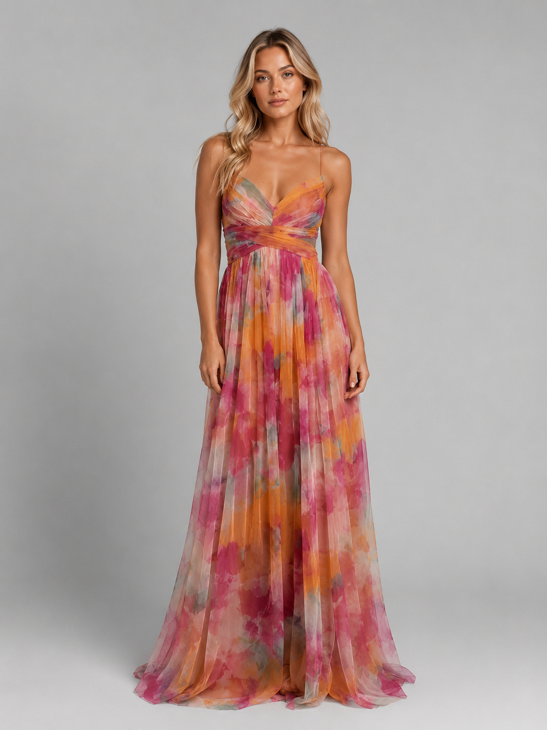 Women’s Floral V-Neck Maxi Dress – Summer Occasion Fit