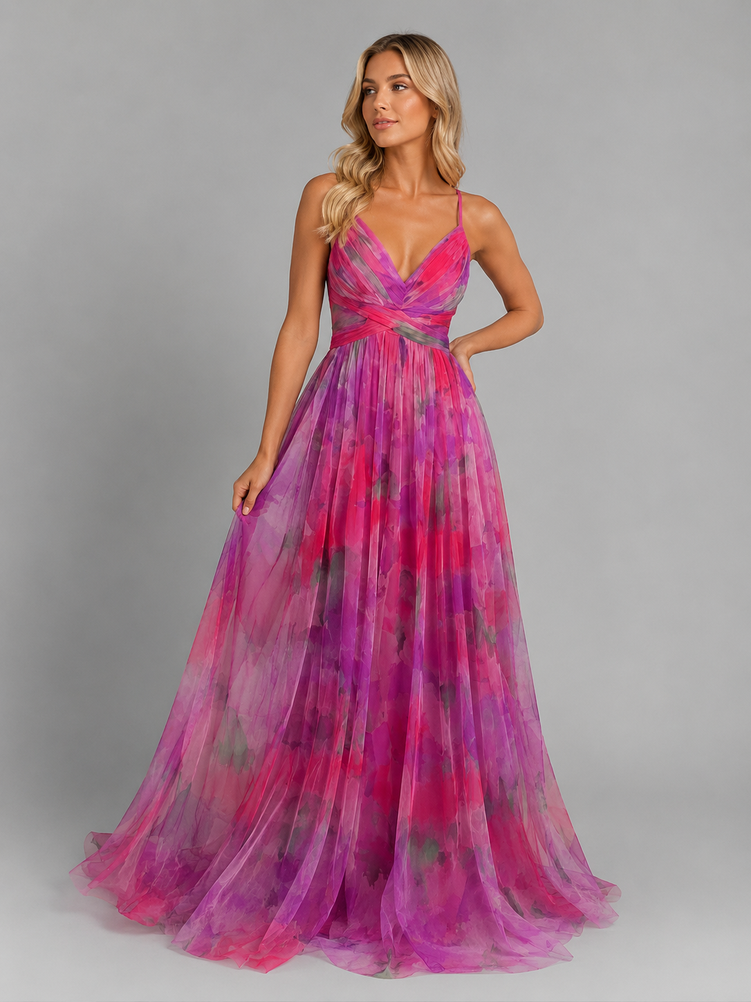 Women’s Floral V-Neck Maxi Dress – Summer Occasion Fit