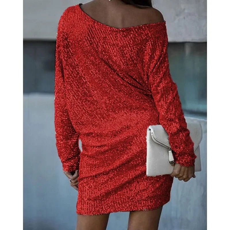 Sequin Off Shoulder Long Sleeve Mini Dress 4