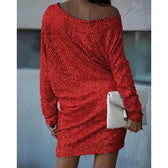Sequin Off Shoulder Long Sleeve Mini Dress 4