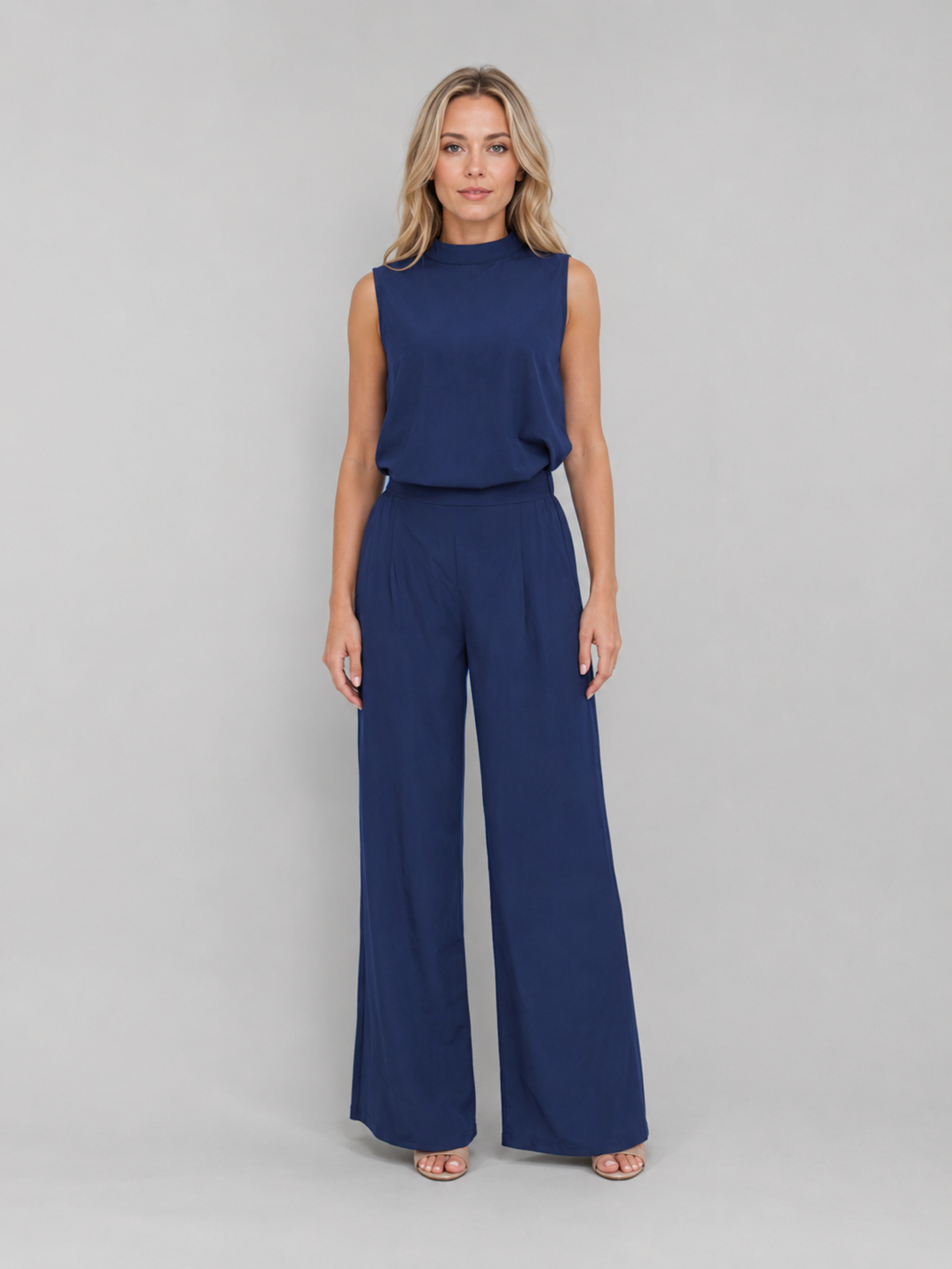 Women's Two Piece Wide Leg Pants Set – Sleeveless Matching Outfit