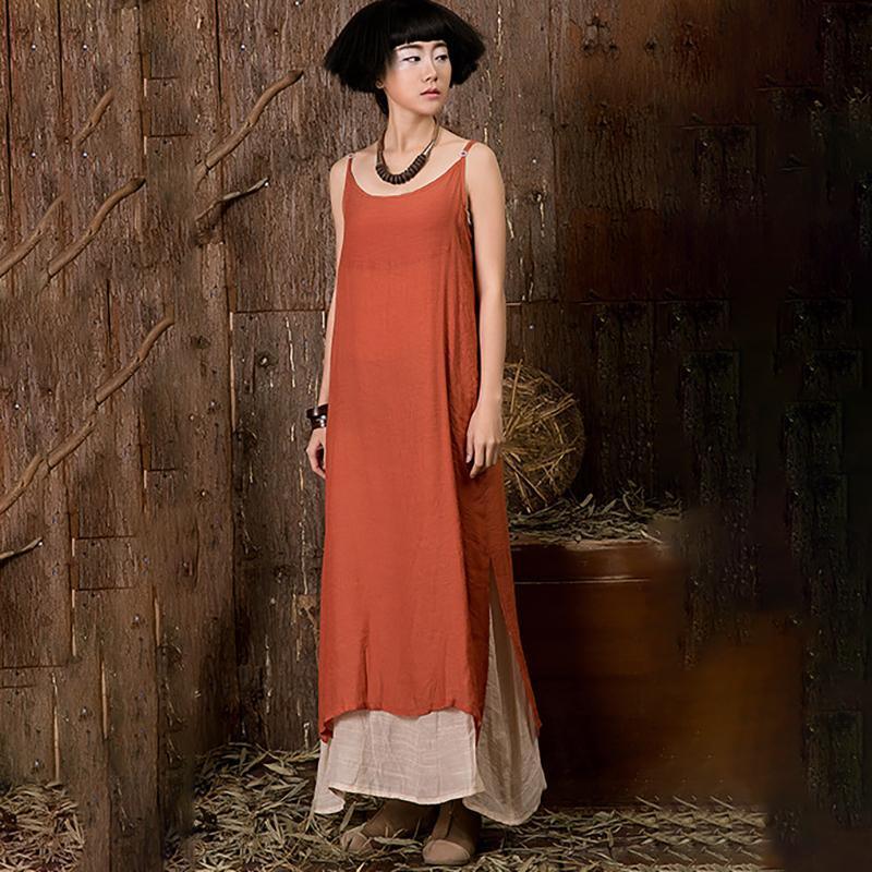 Women's Summer Casual Linen Double-Layer Slip Dress - Omychic