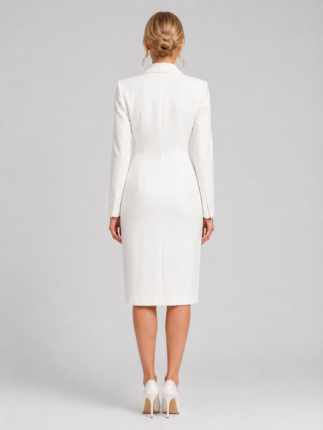 Women's Tailored Blazer Dress Double Breasted Midi Dress