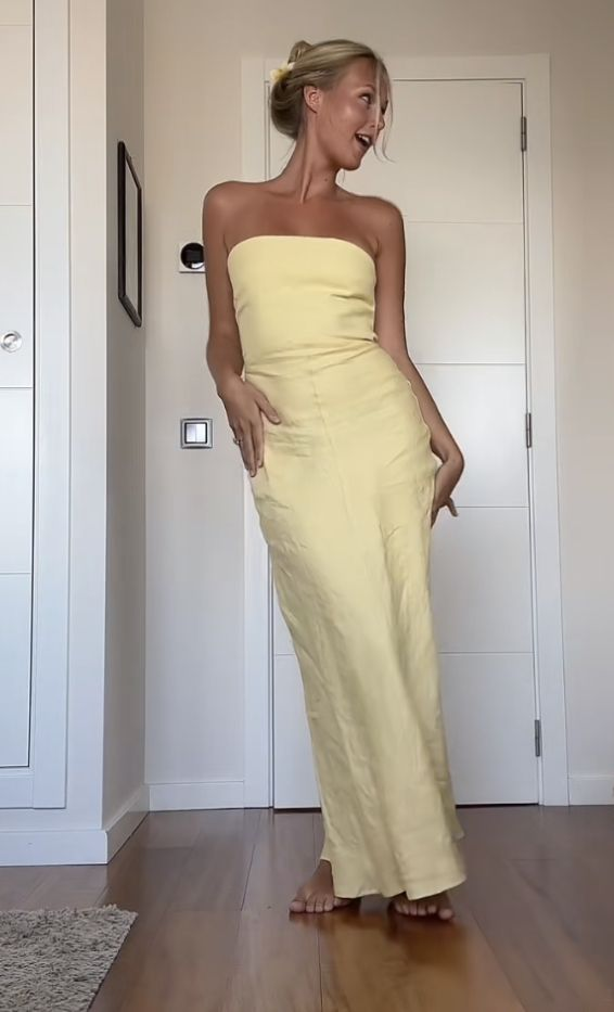 Strapless Prom Dress Yellow Evening Dress cc1337