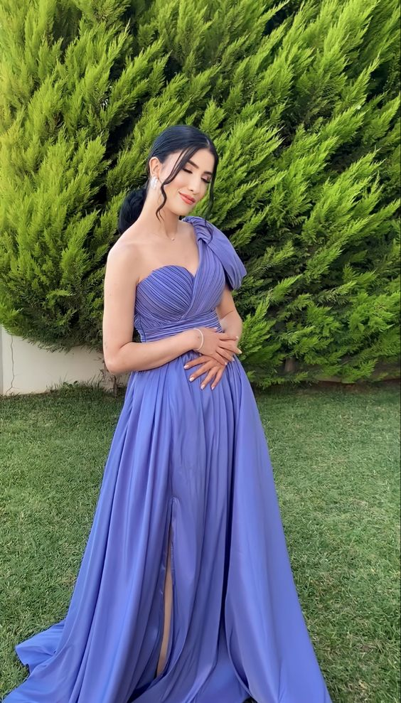 Chic Purple A-line Prom Dress With Split cc901