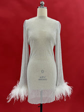 Xanthe Rhinestone Mesh Mini Dress In White 7