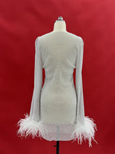 Xanthe Rhinestone Mesh Mini Dress In White 8