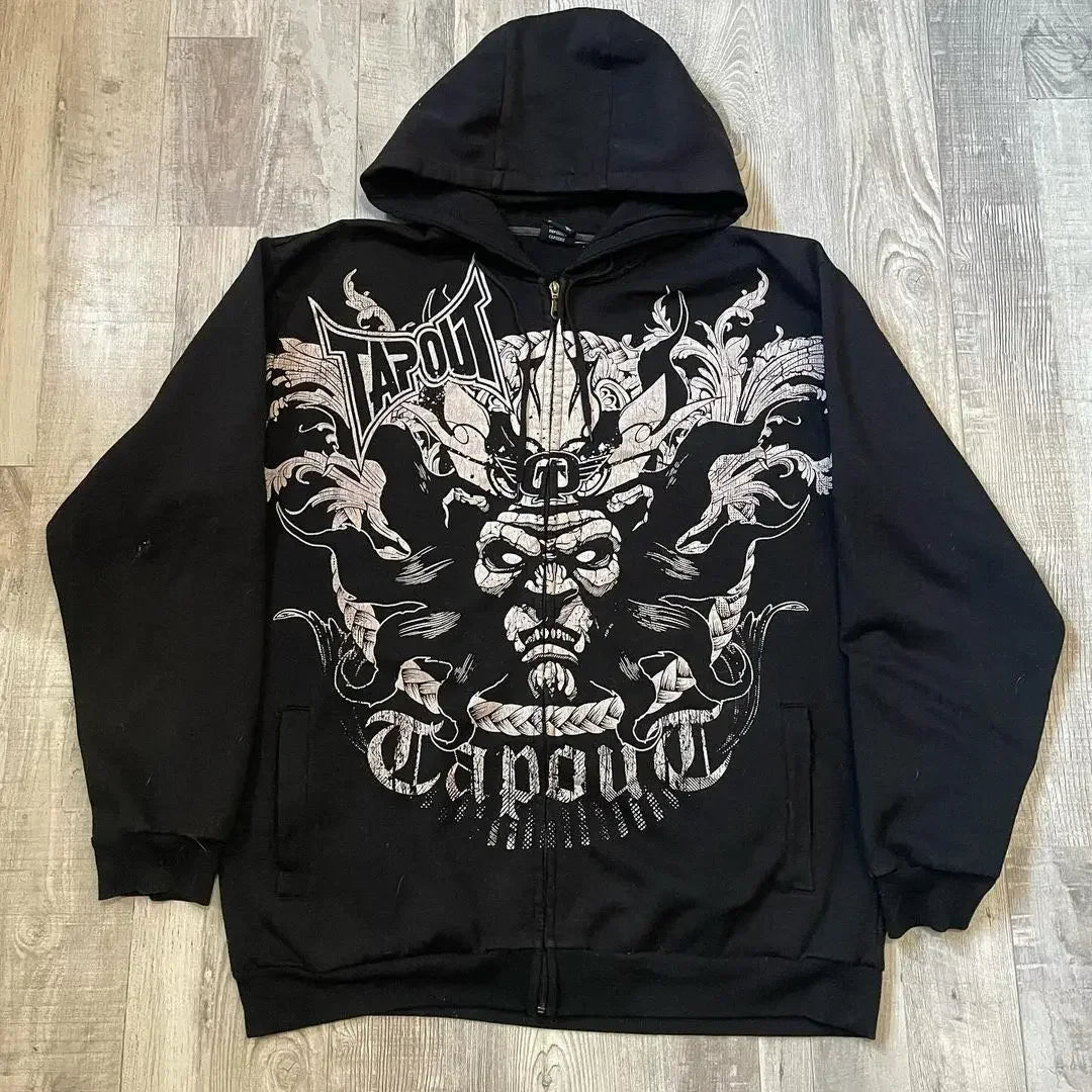 Skull Retro Zipper Hoodie black 6 / S