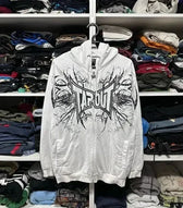 Skull Retro Zipper Hoodie white / S
