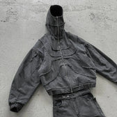 Gothic Punk Washed Zipper Hoodie