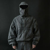 Gothic Punk Washed Zipper Hoodie