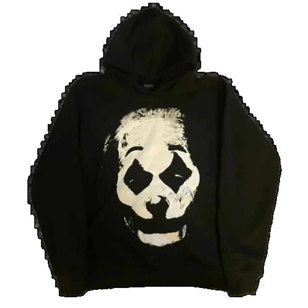 Clown Face Graphic Print Oversized Pullover Hoodie 2