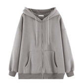 Gothic Punk Skeleton Print Hoody Jacket Grey / M