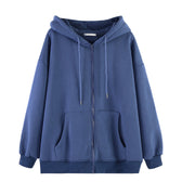 Gothic Punk Skeleton Print Hoody Jacket Blue / M