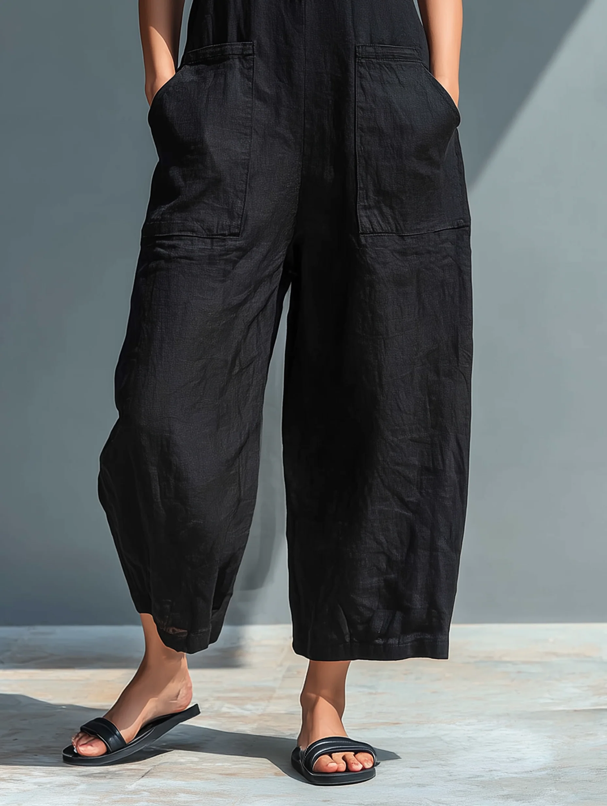 Sleeveless Button Front Wide Leg Jumpsuit