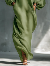 Cold Shoulder Long Sleeve Pocket Maxi Dress 4