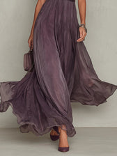 Chiffon Keyhole Puff Sleeve Lace Trim Maxi Gown 5