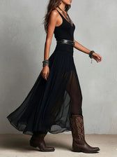 Sleeveless Tank Sheer Maxi Skirt Two Piece Set 4