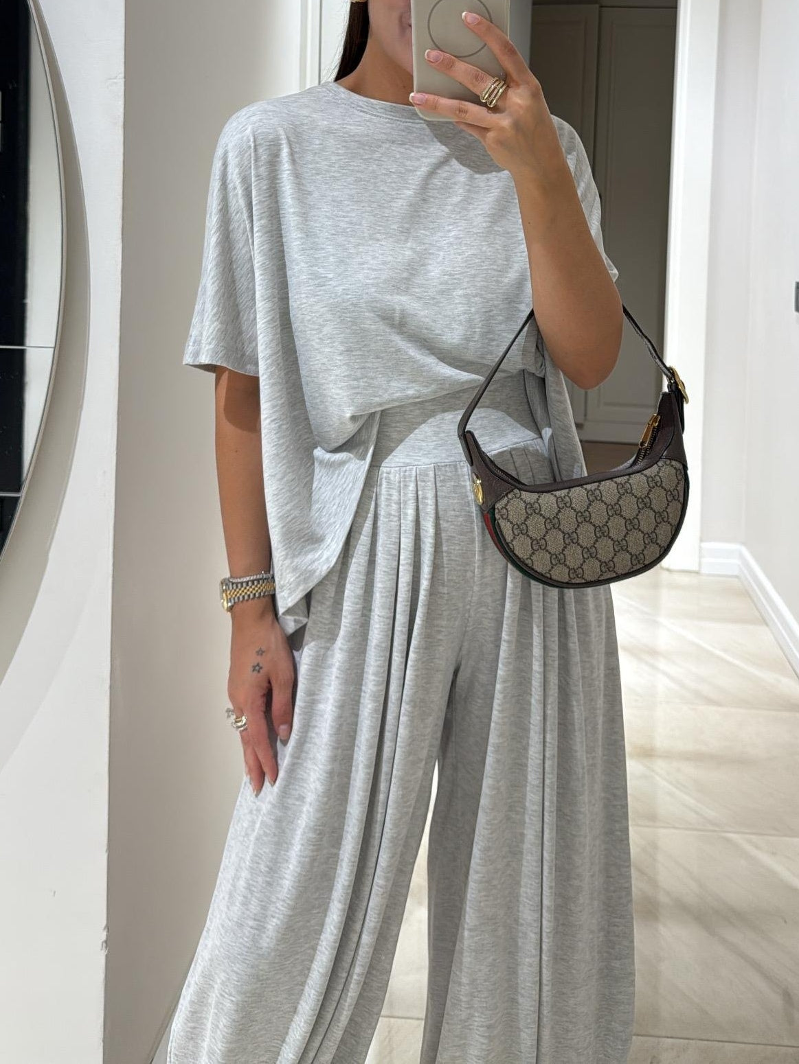 Short Sleeve Top and Wide Leg Pants Two Piece Set