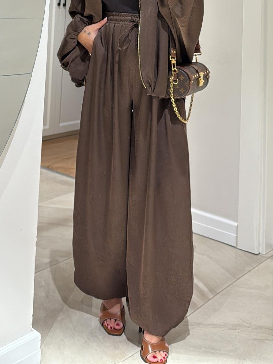 Shirt Jacket and Wide Leg Pants Two Piece Set