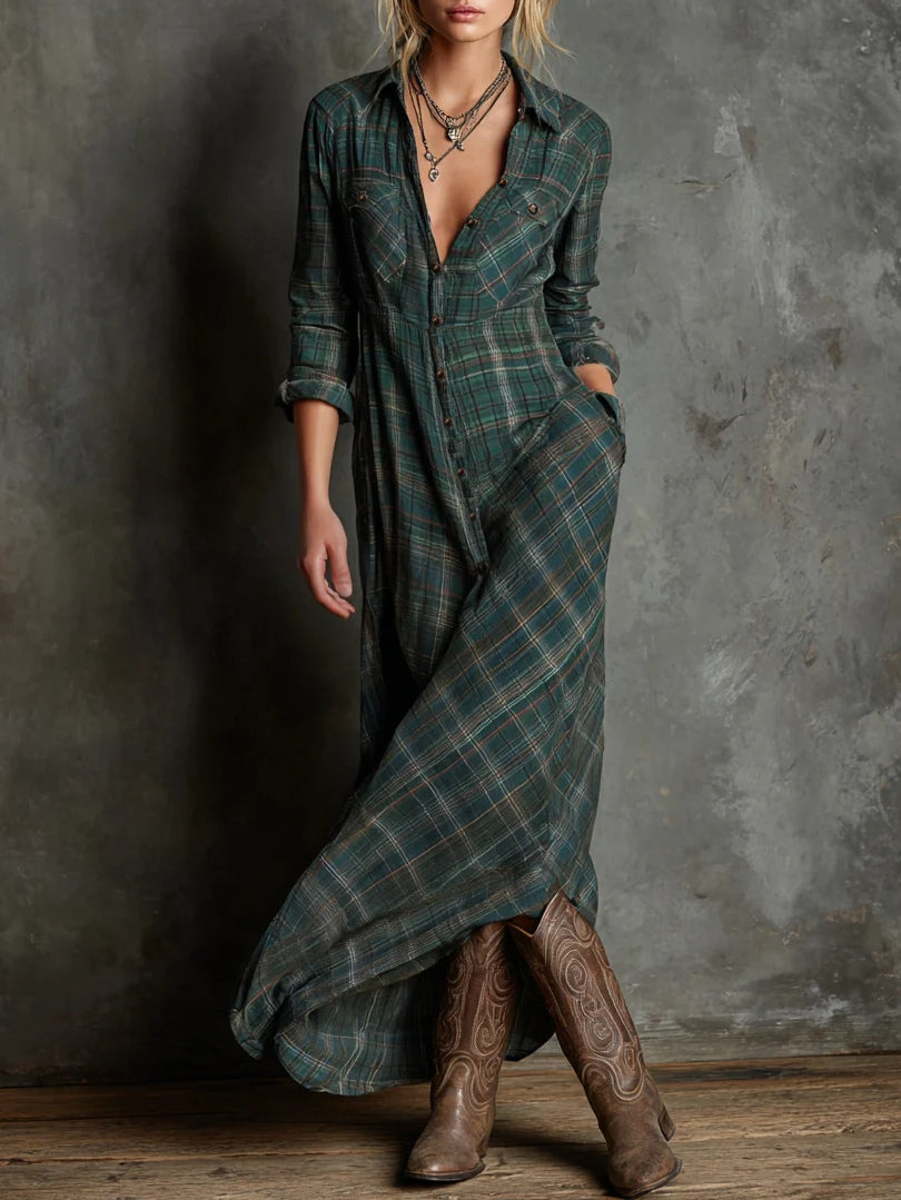 Léna | Long Checkered Dress