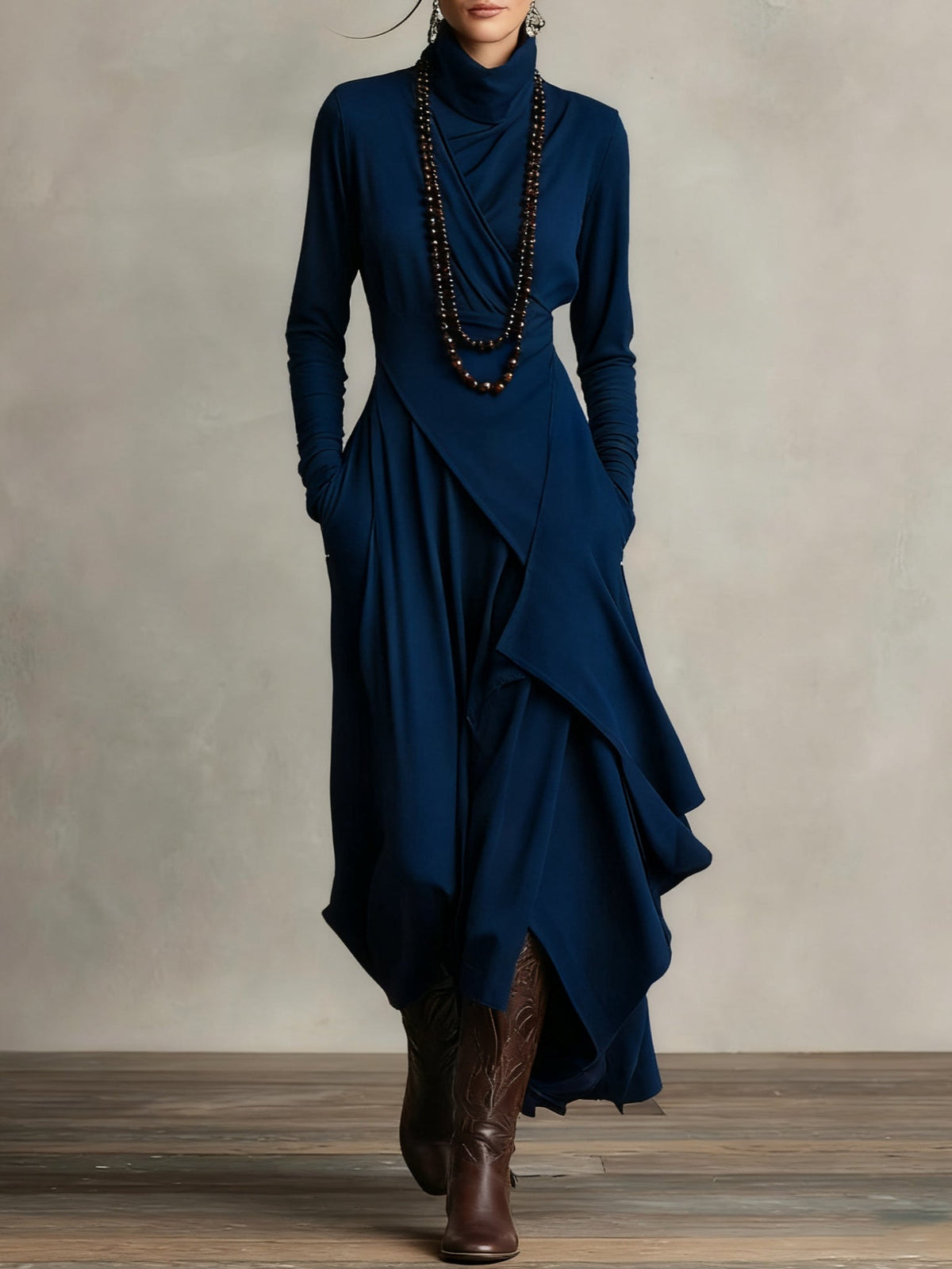 Iris | Asymmetrical Pleated Purple Maxi Dress