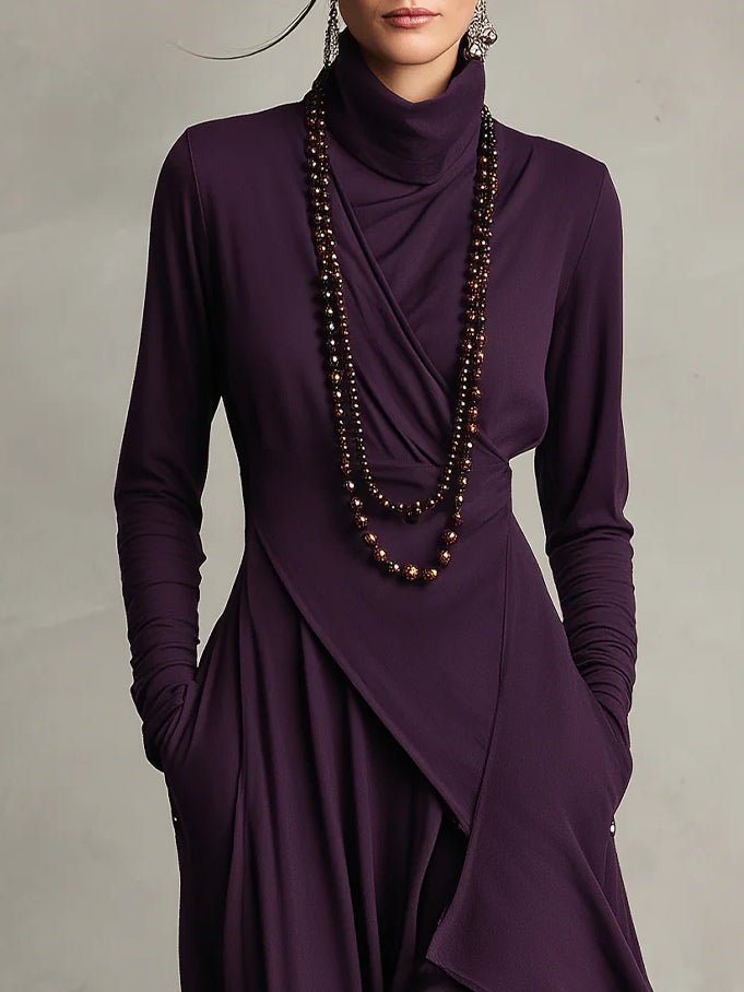 Iris | Asymmetrical Pleated Purple Maxi Dress