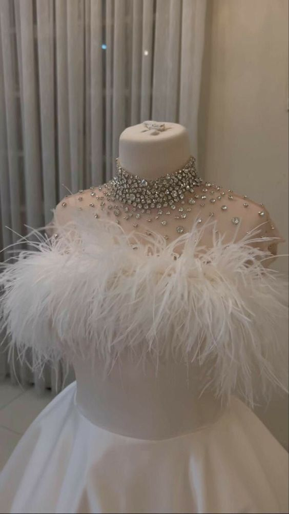 A-line White Satin Wedding Dress,White Bridal Dress cc1091