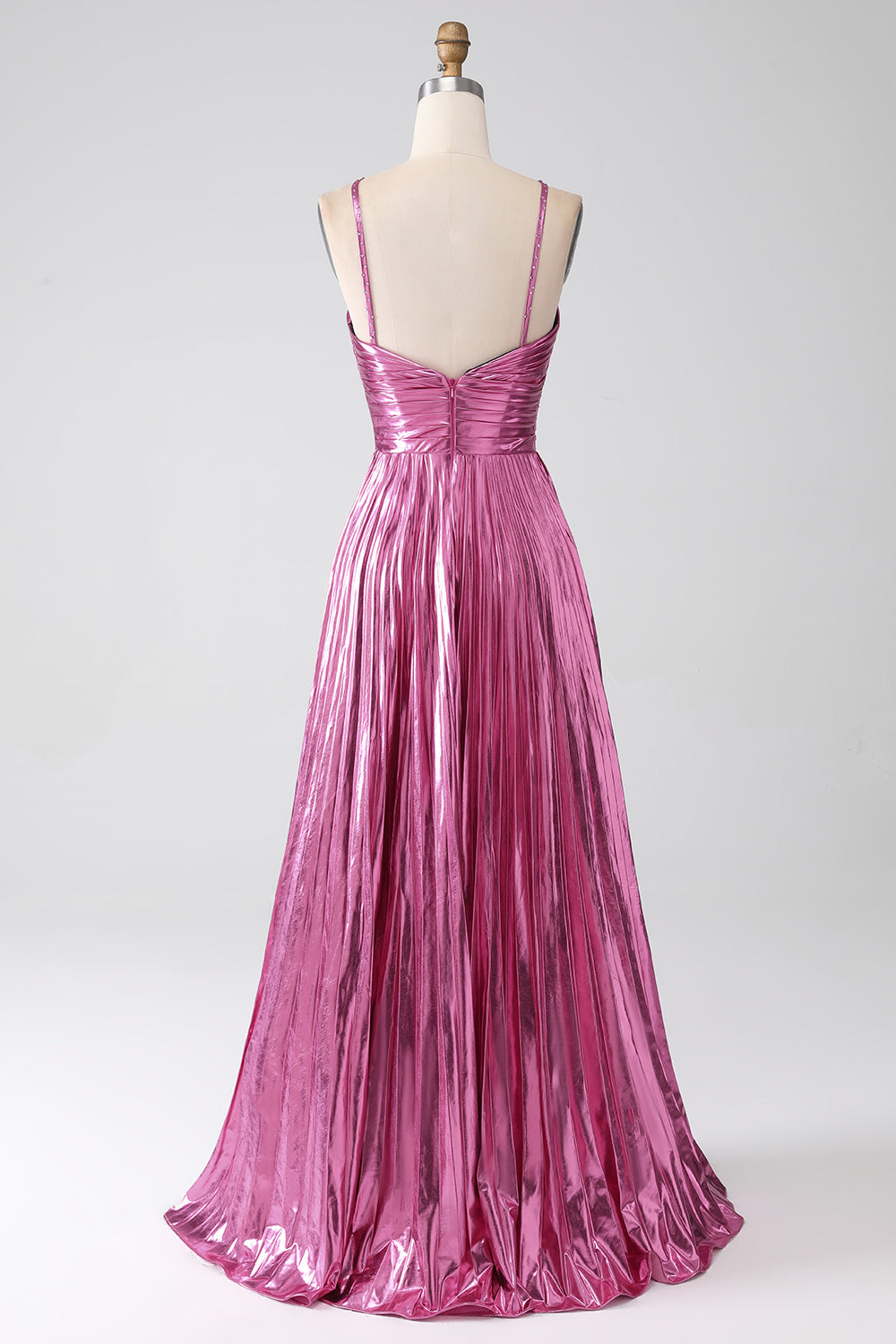 20721 - A Line Halter Ruched Long 2024 Semi Formal Prom Dress with Slit