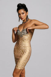 Verity Rhinestone Printed Bandage Mini Dress - View 3