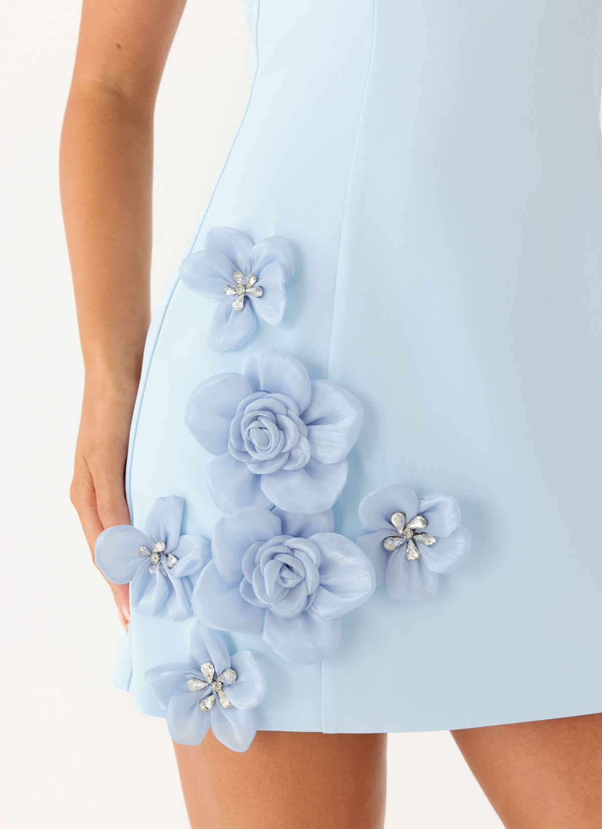 3D Flower Applique Strapless Fitted Mini Dress 5
