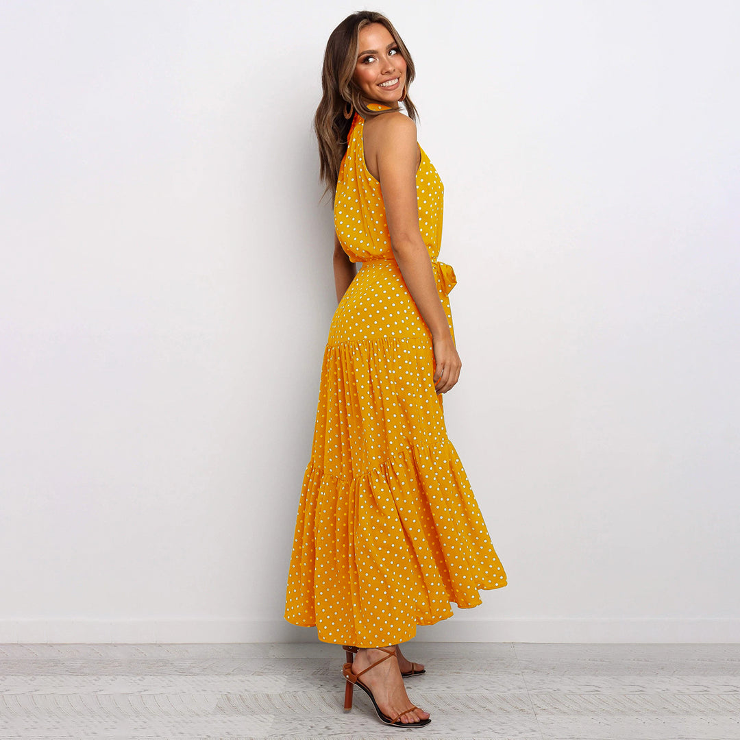 Sara Aesthetic Long Polka Dot Dress Boutique Collection