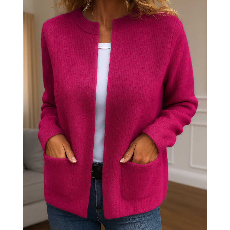 Ribbed Knit Zip Front Pocket Cardigan