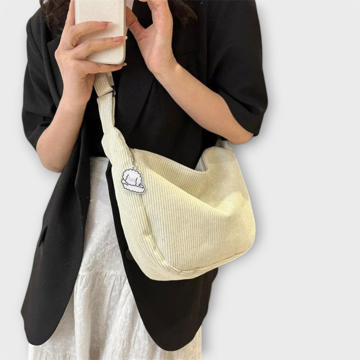 Corduroy Adjustable Strap Crossbody Bag