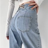 Hight Waist Blue White Wide Leg Comfy Jeans
